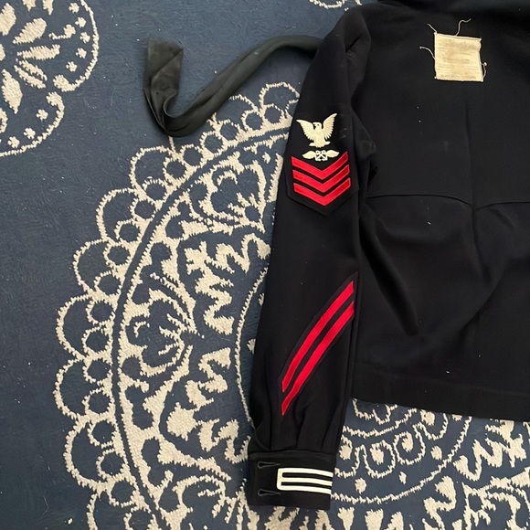 Wool Navy shirt and pants with tie, waist up to 30 X 32 1/2 length inseam - Picture 4 of 9